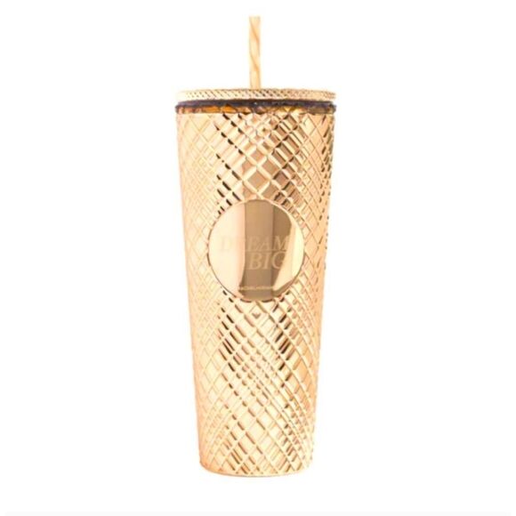 NIB Rachel Miriam Metallic Gold Tumbler 24oz with Straw - Picture 2 of 10